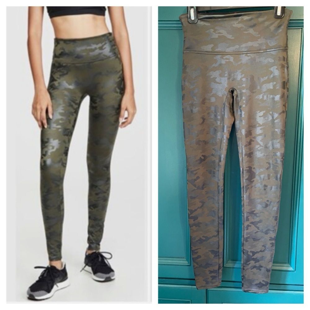 Spanx Look at me now Camo High-Waisted Leggings Sz Medium Army Green